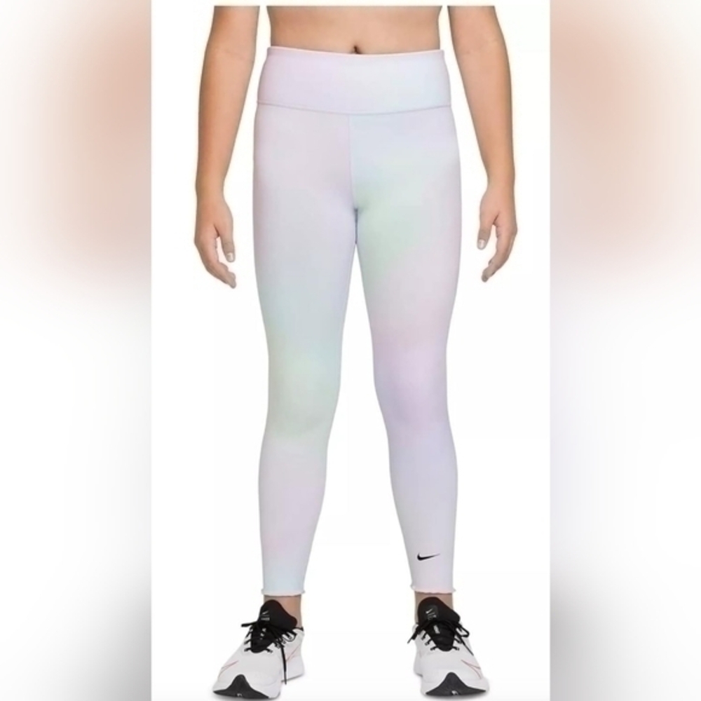 Nike Big Girls Dri-Fit One Printed Training Tights Blue Light - L
